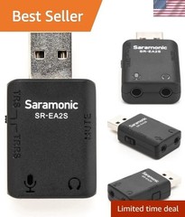 Compact USB Audio Interface w/ 3.5mm Mic Input & Headphone Out for Streaming