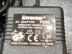 Shure AC adapter PS20E European Plug 230V 12V 400mA