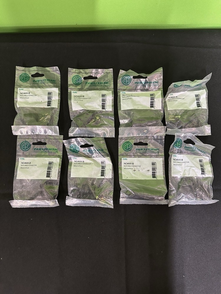 Neutrik NC4MX-B- 4 pole male cable connector – 8 Pack