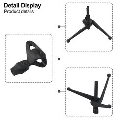 Microphone Desk Adjustable Stand Tripod Desk Top Clip Holder Foldable Table Mic