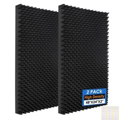 2 Pack Acoustic Panels,48X24X2 Inches Egg Crate Foam soundproof wall