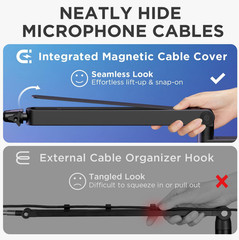 2026 Upgraded Microphone Boom Arm, Magnetic Cable Management Low