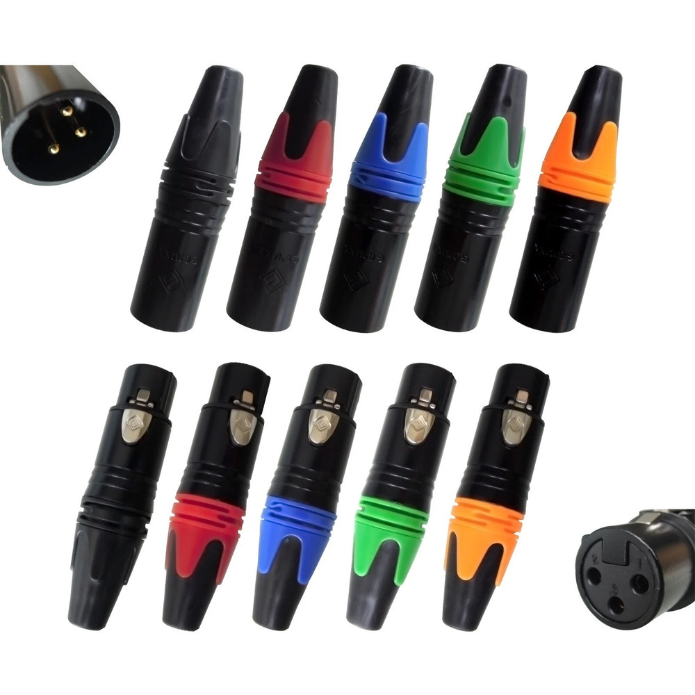10x XLR 3Pin Male & Female Audio Cable Connector Microphone Plug Black