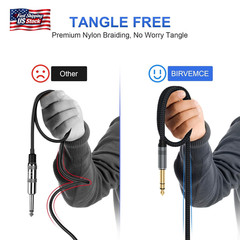 2 Pack Premium TRS Cable 10FT, 1/4 Inch TRS Cable- Noise Free and Long-Lasting S