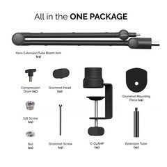 IXTECH Boom Arm Mic Stand with Extension High Profile, 3 WITH EXTENSION TUBE