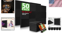 Sound Absorbing Wedge Panels – 50 Pack, 2″ x 12″ Foam for Acoustic Treatment