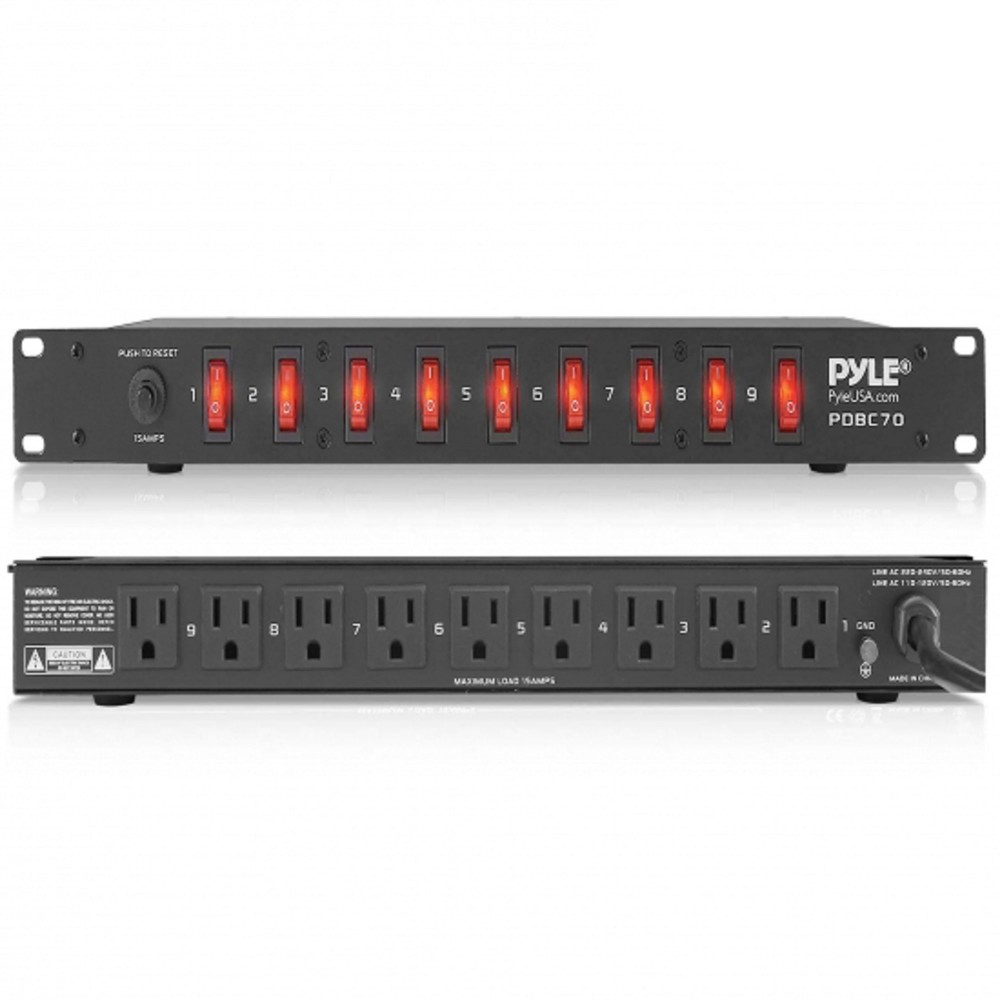 Pyle PDU Power Strip Surge Protector – 150 Joules,9 Outlet Strips 21X11X4