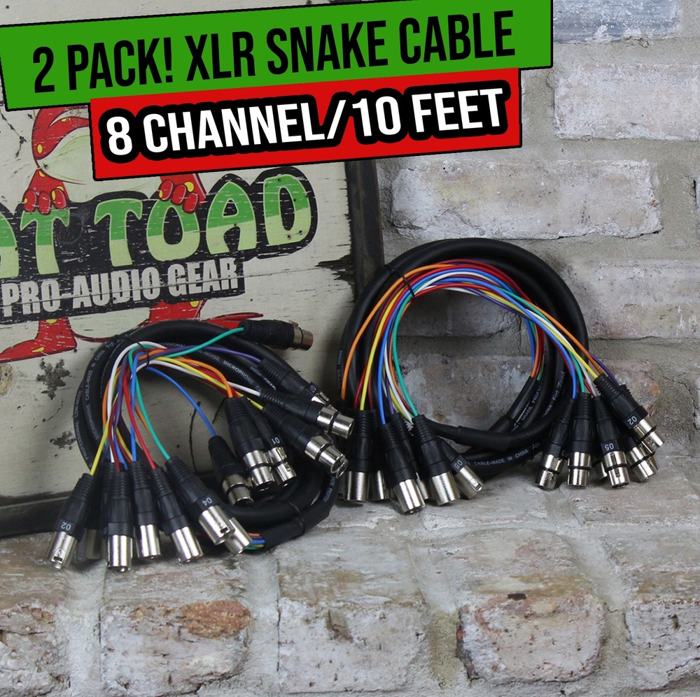 (2x Set) XLR Snake Wires 8 Channel 10 FT | Microphone DMX Hub DJ Digital Mixer