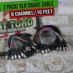 (2x Set) XLR Snake Wires 8 Channel 10 FT | Microphone DMX Hub DJ Digital Mixer