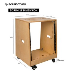 Sound Town DIY Slanted 12U Studio Rack, Plywood, Golden Oak (SDRK-12T)