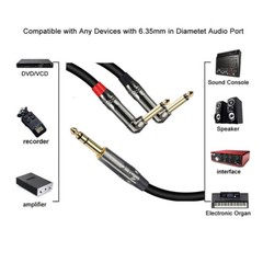 TRS 1/4 Male to Dual TS 1/4 Male Right Angle Stereo Breakout Splitter Y Cable