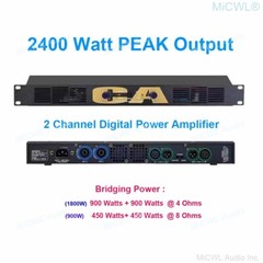 Pro 1800W CA Series Digital Power Amplifier 2400 Watts PEAK Output AMP 2 Channel
