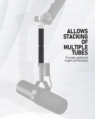 3-INCH Mic Stand Extension Tubes/Rods Parts (2PCS), 2PCS, Black