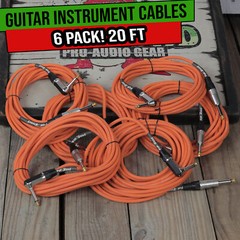 FAT TOAD Guitar Cables Right Angle 20FT ¼ Jack 6 Cords Instrument Speaker Wires