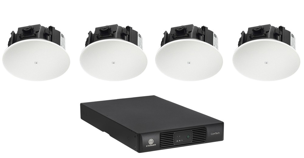(4) JBL Control 426LP 6.5″ Low Profile 70v Commercial Ceiling Speakers+Crown Amp