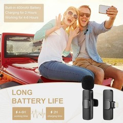 Plug Play Wireless Lavalier Mic Portable Clip Microphone for Phone Video Record