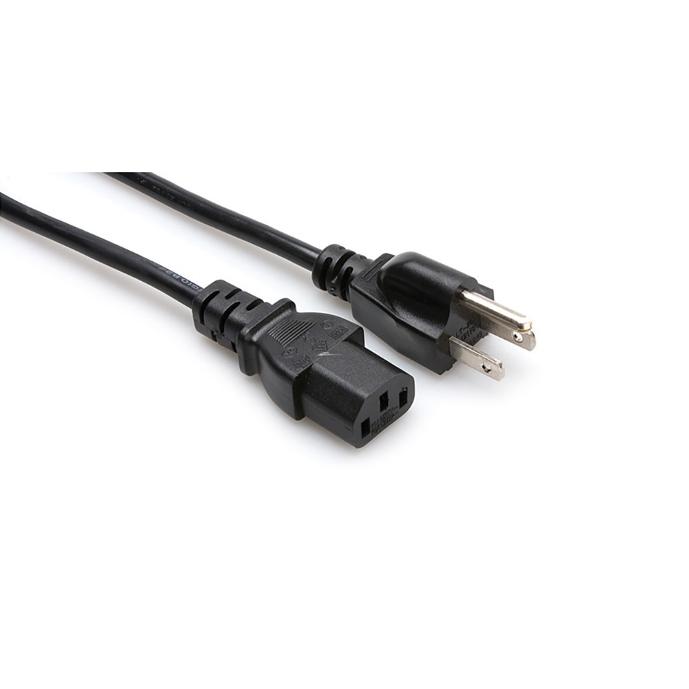 Hosa PWC-148 C14 Inlet Line Power Cord Cable, 18 AWG, IEC C13 to NEMA 5-15P, 8ft