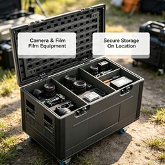 44″ Waterproof Rolling Stage Cable Case with Dividers,DJ Audio Equipment Storage