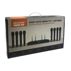 8-Channel Wireless Microphone System, UHF 500MHz Set 8 Cordless Mic I Melonare