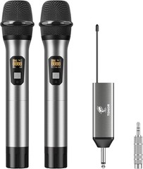 Cordless Rechargeable UHF 200ft Microphone Set – Dual Mics for Singing & Events