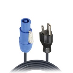 4 PowerCon Cables 14 AWG 25 ft High Performance A Blue to AC Edison 3 Prong Male