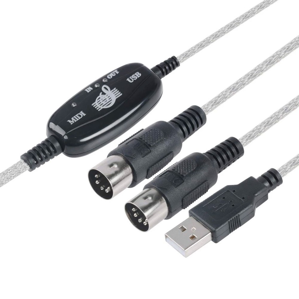 USB IN-OUT MIDI Interface Cable Converter to PC Music Keyboard Adapter Cord5K82