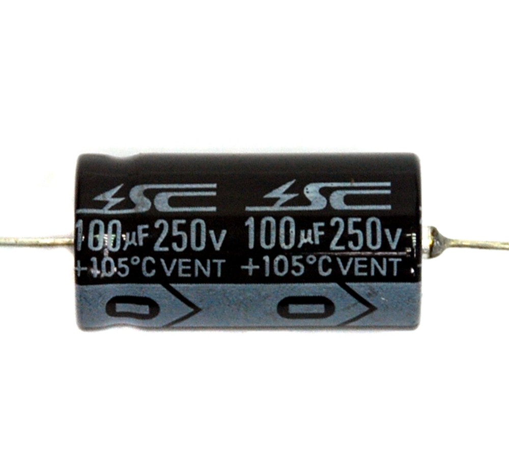 10pc Electrolytic Capacitor GHA Axial 2000hr +105℃ RoHS 100uF 250V φ16x31mm SC