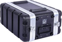 Crossrock Stackable 4U Rack Case, Shallow 14.25” Depth, Polyethylene Hard-Black