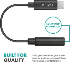 Movo Photo UCMA-2 Female 3.5mm TRRS to USB-C Male Microphone Adapter Cable, 5.5″