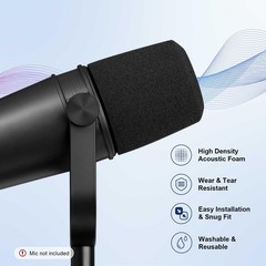Pop Filter/Windscreen for Shure MV7 / MV7X Microphones – Foam Mic Cover for F…