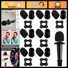 8 Set Microphone Foam Covers – Shakeproof Windscreen, Anti-Rolling Sleeve, Black
