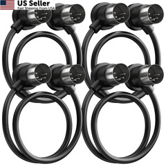 Heams 4 Pack Premium Right Angle MIDI Cable 2FT, Low Profile for 2 FT, Black