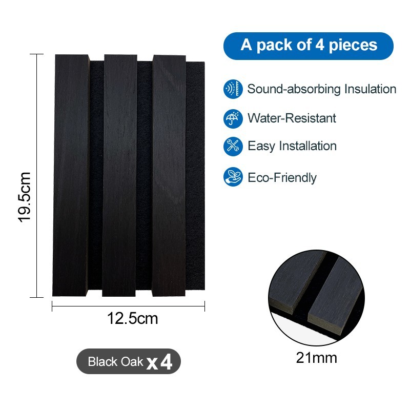 Acoustic Wood Wall Panels Samples Pack-4PCS-Black oak