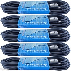 5-PACK XLR pro audio mic microphone extension cables powered monitor cords 15ft