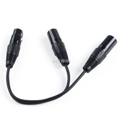 3-Pin XLR Female Jack to Dual 2 Male Plug Y Splitter Mic DJ Cable Adaptor 16 AWG