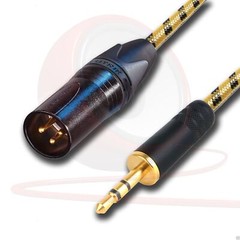 Pseudo Balanced 3.5mm Stereo Mini Jack to Mono Male XLR Lead. Vintage AUX Cable