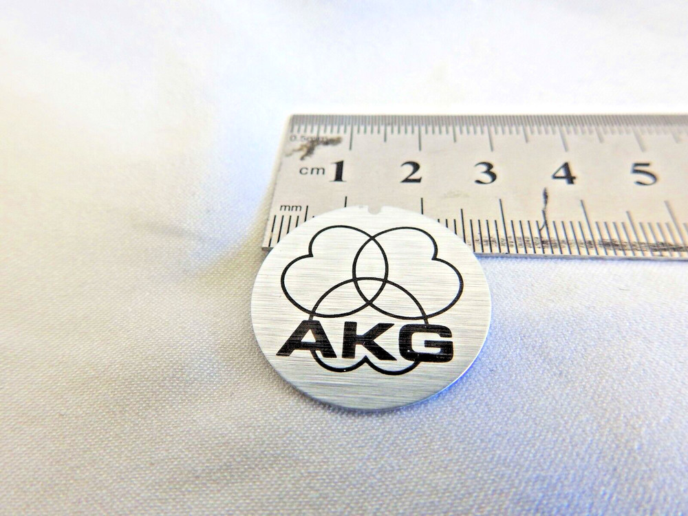AKG vintage LOGO BADGE *original* round aluminium for Headphone, Microphone Case