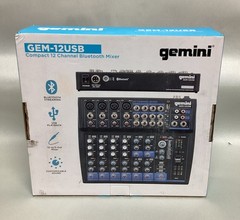 Gemini GEM-12USB 12 Channel Bluetooth Mixer w/USB 12 Ins/2 Bus/3 Band EQ,Effects