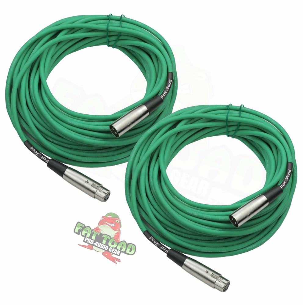 FAT TOAD XLR Microphone Cables 50Ft 2 PACK – DJ Pro Audio Studio Mic Cord Wire
