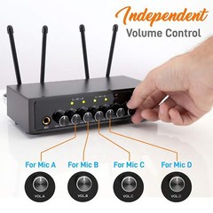 Pyle UHF Wireless Microphone System – PA Public Address Mic System with 4 Han…