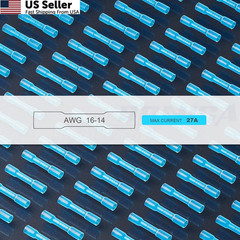 Haisstronica 200PCS 16-14 Awg Blue Heat Shrink Butt Medium,
