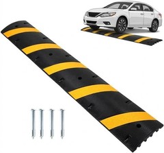 Rubber Speed Bump (1 Pack), 6 FT 22,000LB Capacity Modular Traffic Hump for Road