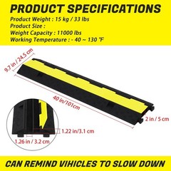 3 Pack 2-Cable Rubber Electrical Wire Cover Cord Protector Ramp 11000 lbs