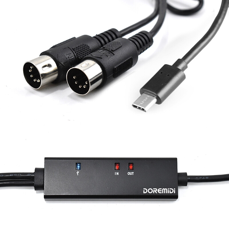 DOREMIDI USB C MIDI Interface Cable Type C to MIDI In-Out Converter for Mac PC