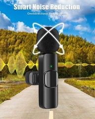 Wireless Lavalier Microphone for Android/iPhone/Computer/Laptop, 2, Black