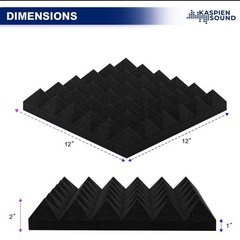 Kaspien Sound | 24 Pack | 12x12x2inch | High Density Acoustic Foam Wall Panel…