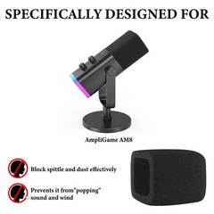Geekria Foam Windscreen for FIFINE AmpliGame AM8 (2 Pack)