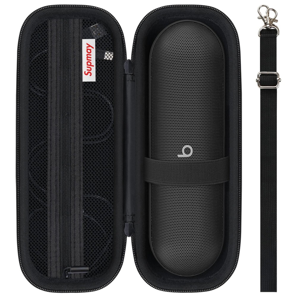 Supmay Hard Carrying Case for Beats Pill – Wireless Black+Shoulder Strap