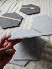 Hexagon Felt Acoustic Panels Gray Set of 10 for Wall Installation *NEW*