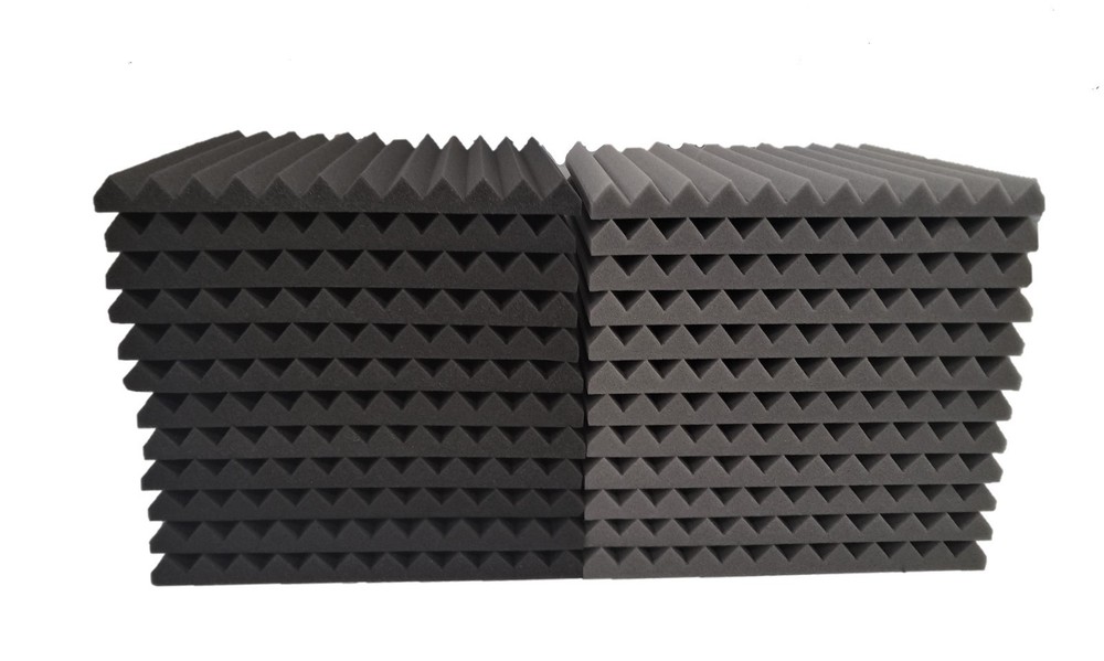 24 pk 12x12x1″ Wedge Acoustic Foam Soundproof Wall Record Studio Panel Tile GrBk